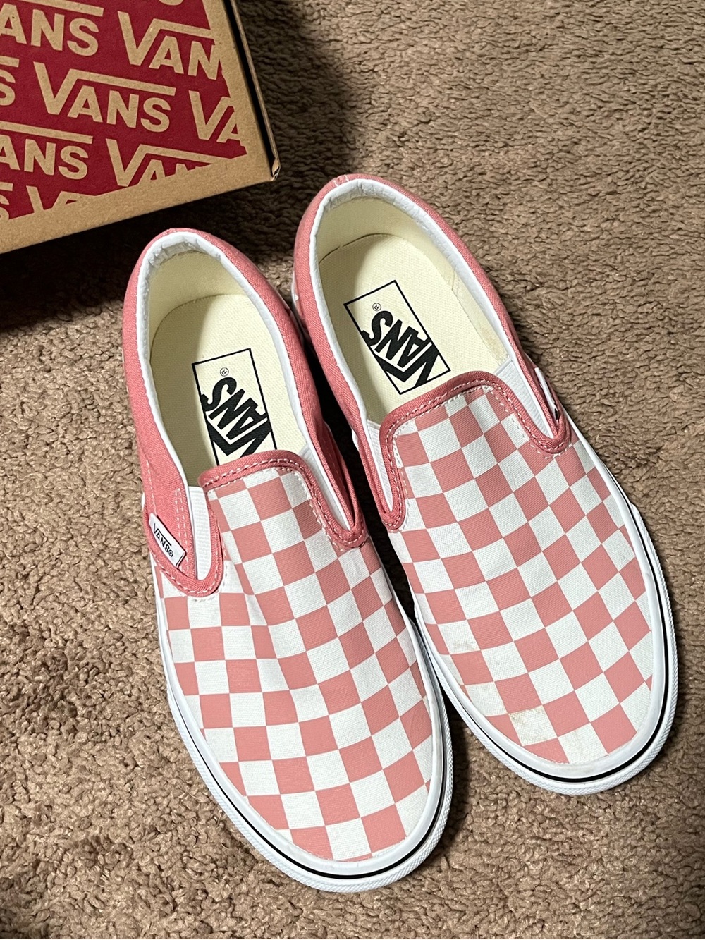 Vans Classic Slip-On Checkerboard Sneakers - Rosette & True White
